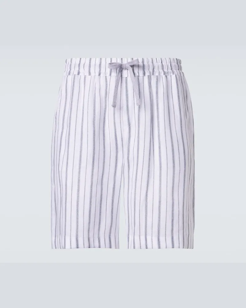 Fedeli Bermuda in lino a righe Bianco