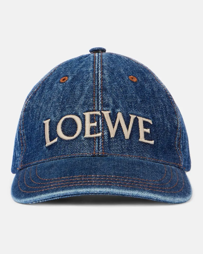Loewe Paula's Ibiza - Cappello da baseball in denim con logo Blu
