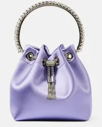 Jimmy Choo Secchiello Bon Bon Small in raso con cristalli Viola