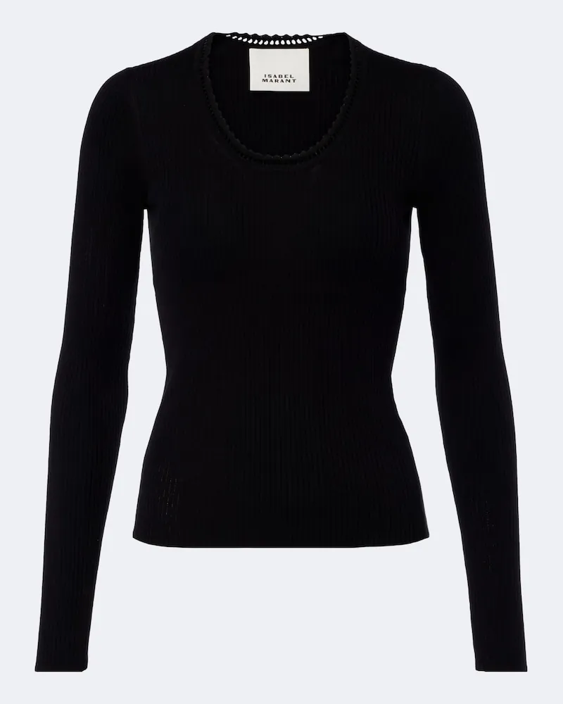 Isabel Marant Pullover Selenie in seta e cotone a coste Nero