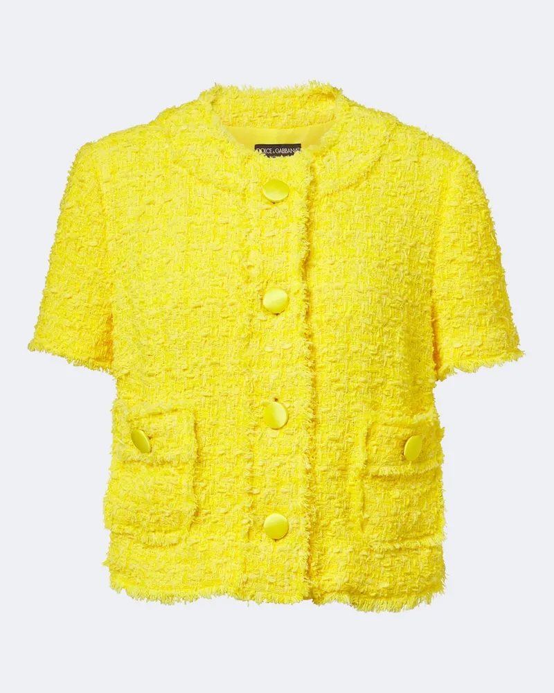Dolce & Gabbana Giacca in misto cotone bouclé Giallo