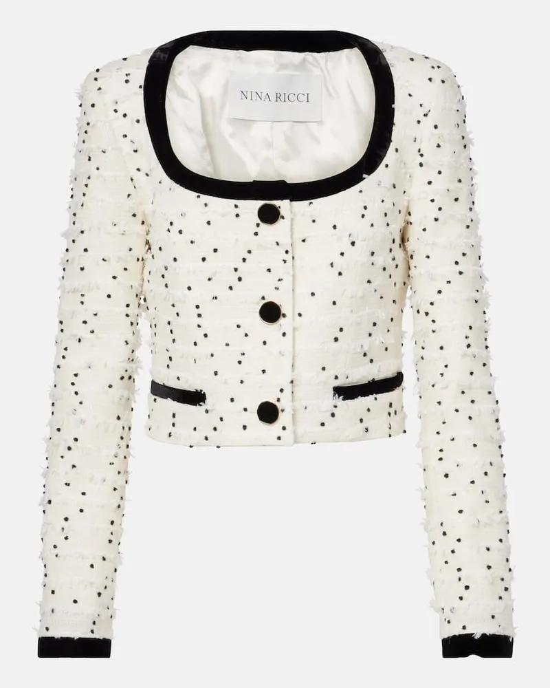 Nina Ricci Giacca in tweed di misto lana Bianco