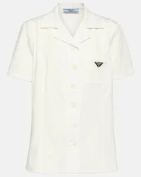 Prada Camicia in cotone con logo Bianco