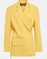 Jacquemus Blazer La Veste Tibau in misto lino Giallo