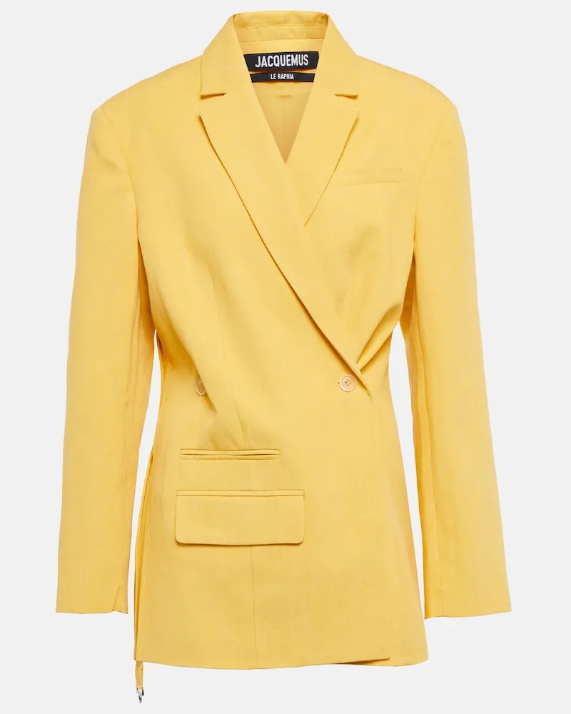 Jacquemus Blazer La Veste Tibau in misto lino Giallo