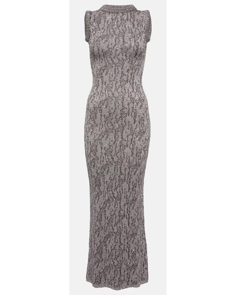 Acne Studios Abito lungo in jacquard con paillettes Grigio