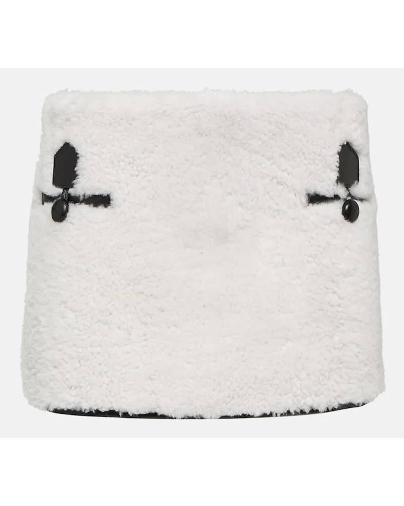 BLANCHA Minigonna in shearling con pelle Bianco