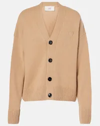 AMI Paris Cardigan Ami de Cœur in lana e cashmere Beige