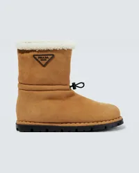 Prada Stivaletti in suede con shearling Beige