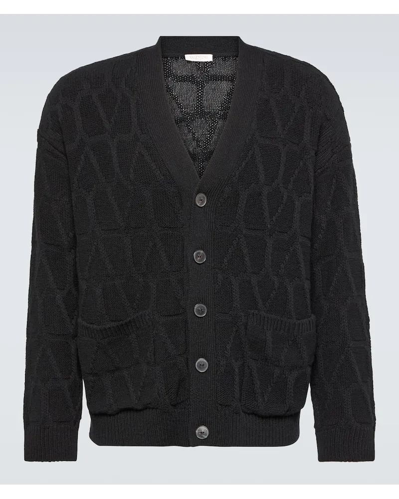 Valentino Garavani Cardigan in lana vergine Toile Iconographe Nero