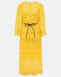 Zimmermann Abito midi Pop con ricamo Giallo