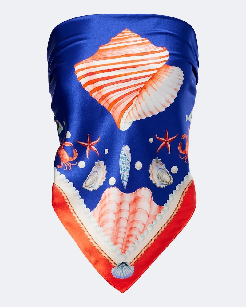 Retrofête Retrofête Top a fascia Alivia in seta Multicolore