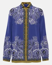 Etro Camicia in seta con stampa Blu