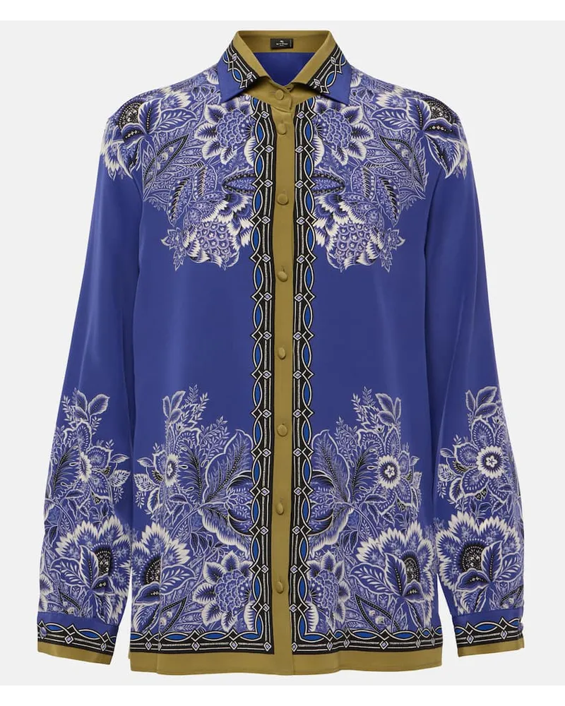Etro Camicia in seta con stampa Blu