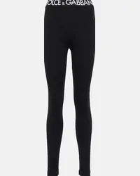 Dolce & Gabbana Leggings in misto cotone con logo Nero