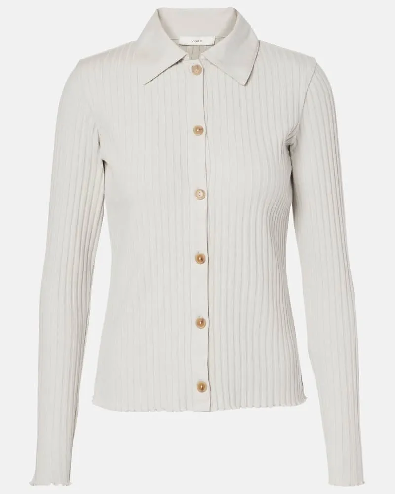 Vince Polo in misto cotone a coste Bianco