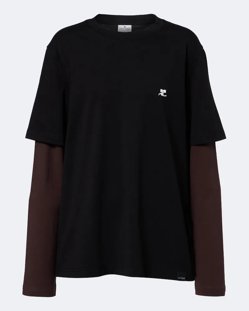 Courrèges Courrèges T-shirt AC Double Sleeve in cotone Nero