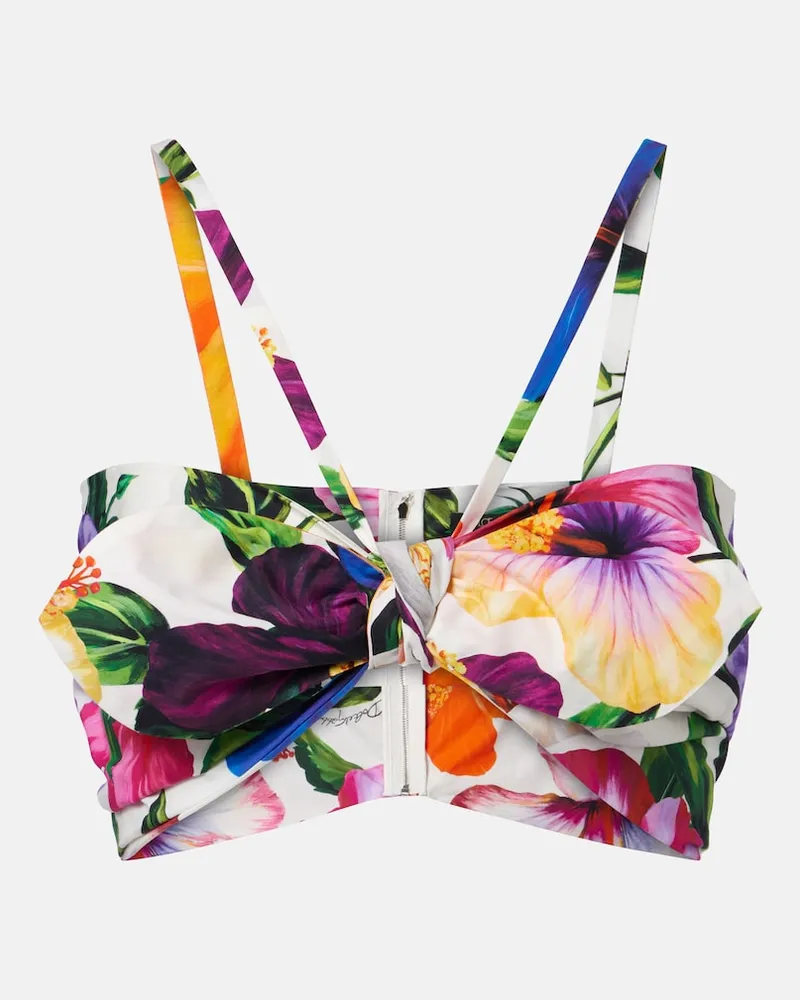 Dolce & Gabbana Top in cotone con stampa floreale e fiocco Multicolore