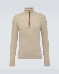 Loro Piana Pullover Mezzocollo in cashmere a trecce Beige