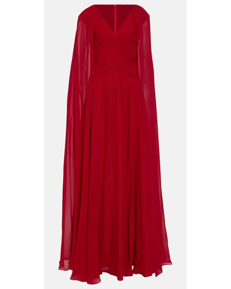 Elie Saab Abito lungo in misto seta Rosso