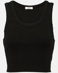 AGOLDE Top cropped in maglia a coste Nero