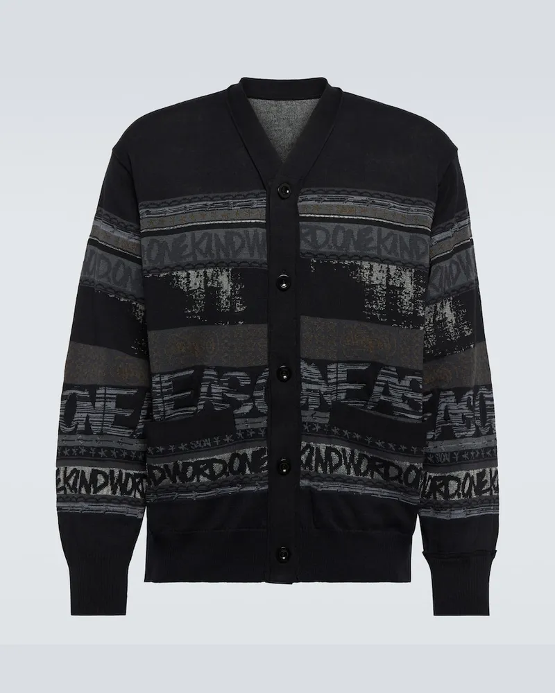 Sacai x Eric Haze - Cardigan in jacquard di cotone Multicolore