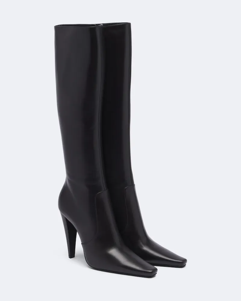 Saint Laurent Stivali 77 in pelle Nero