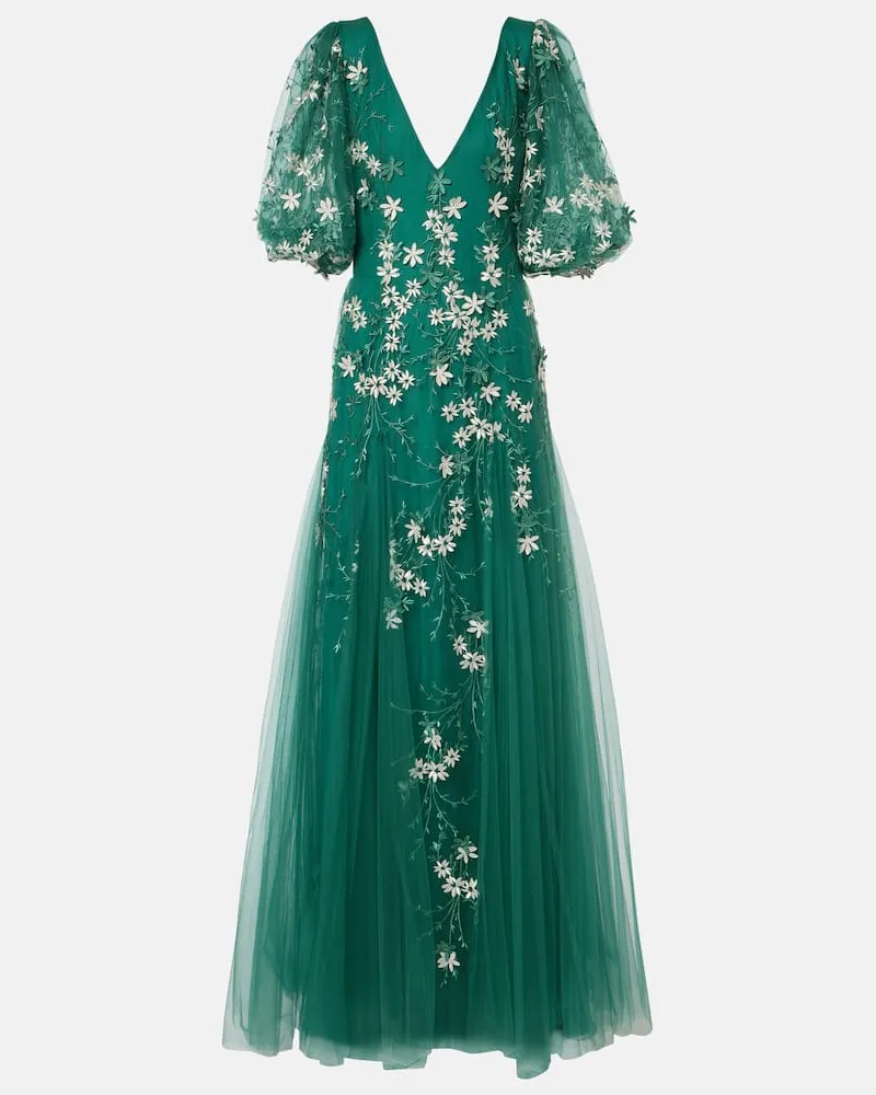 COSTARELLOS Abito lungo in tulle e lurexÂ Verde