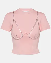 Area T-shirt in jersey con cristalli Rosa