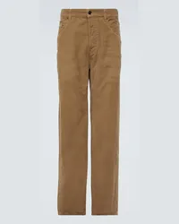 Saint Laurent Pantaloni regular in velluto a coste Beige