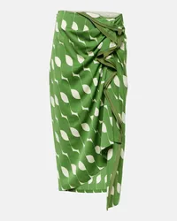 Dries van Noten Gonna midi in misto seta Verde