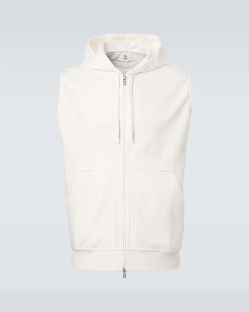 Brunello Cucinelli Felpa con cappuccio in misto cotone Bianco