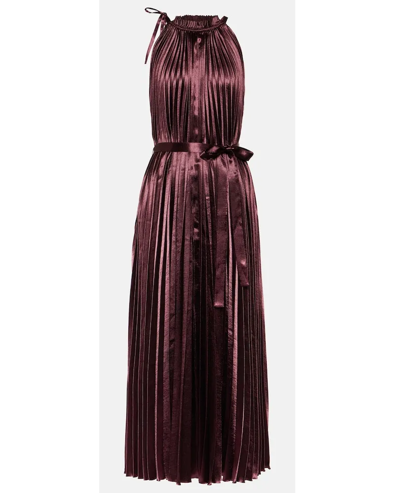Ulla Johnson Abito midi Amiko in raso a pieghe Rosso
