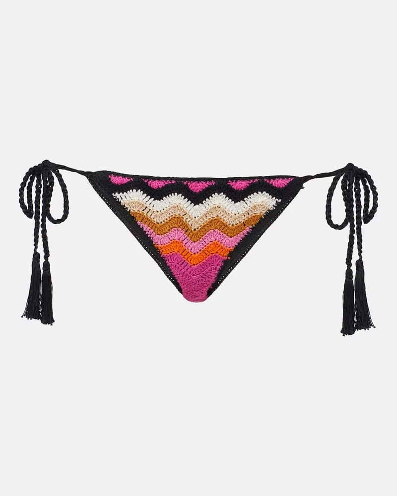 Anna Kosturova Slip bikini in cotone a righe Multicolore
