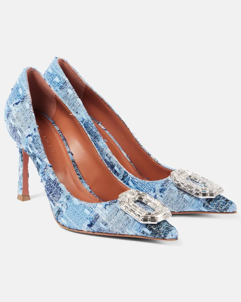 Amina Muaddi Pumps Camelia 90 in tweed Blu