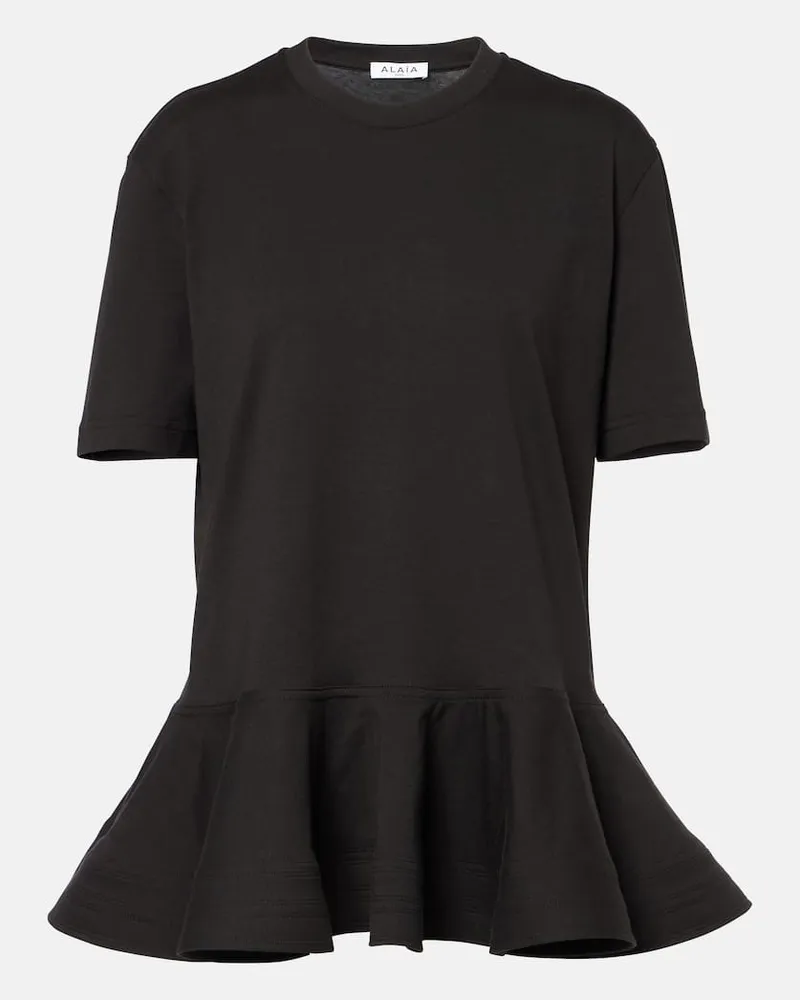 Alaïa AlaÃ¯a T-shirt in jersey di cotone Nero