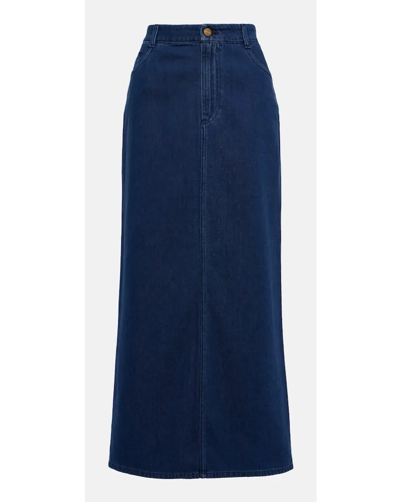 TOVE Gonna midi Sera in denim Blu