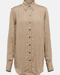 Victoria Beckham Camicia in seta con logo Beige