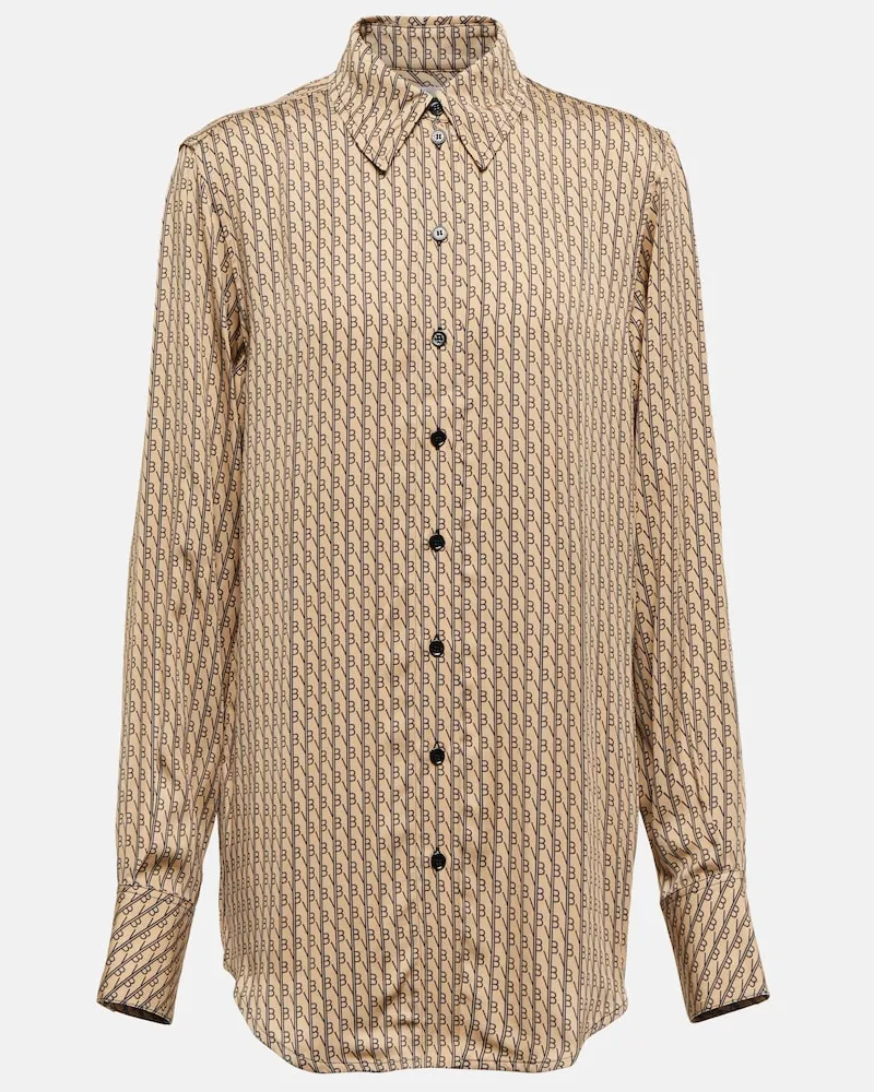 Victoria Beckham Camicia in seta con logo Beige