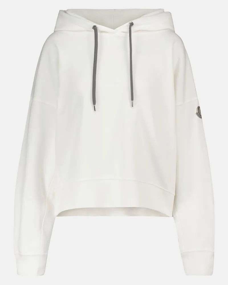 Moncler Felpa in cotone con cappuccio Bianco