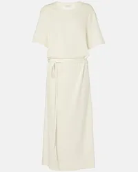 Christophe Lemaire Abito midi in jersey di cotone Bianco