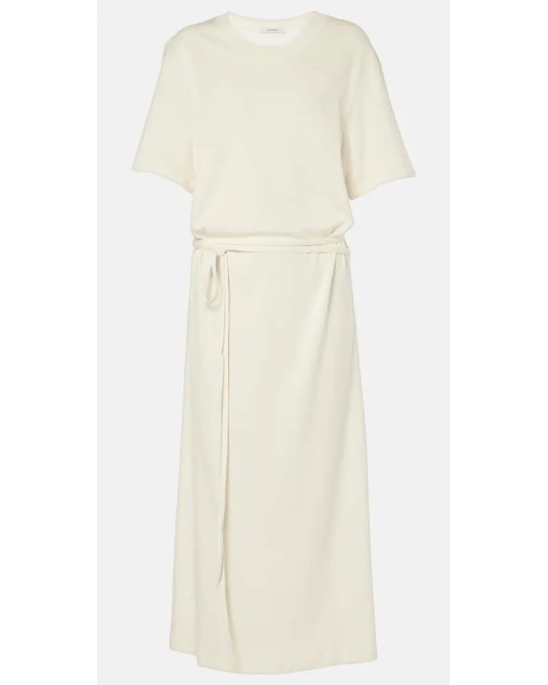 Christophe Lemaire Abito midi in jersey di cotone Bianco