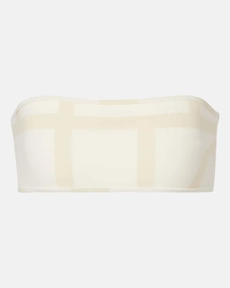 Totême Top bikini a fascia con monogramma Bianco