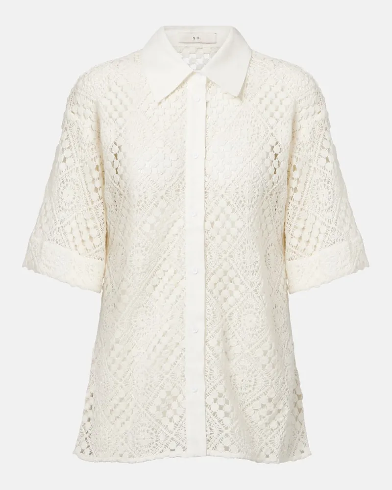 SIR Camicia in crochet di cotone Bianco