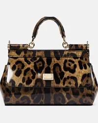 Dolce & Gabbana x Kim - Borsa a spalla Sicily Small in pelle Marrone