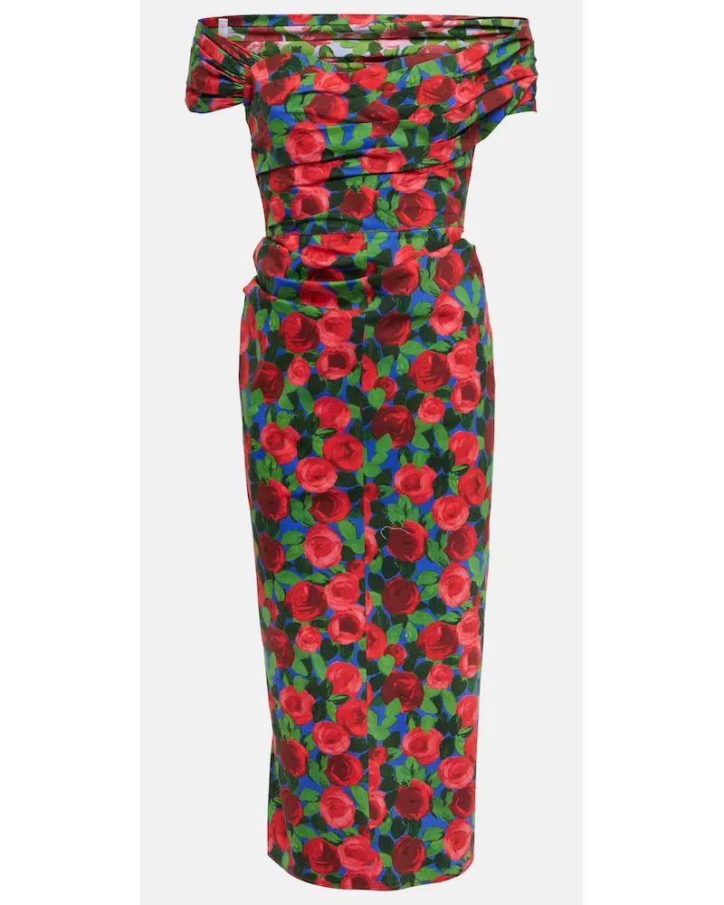 Carolina Herrera New York Abito midi con scollo bardot Multicolore