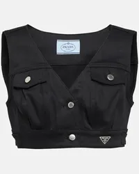 Prada Top cropped di jeans Nero