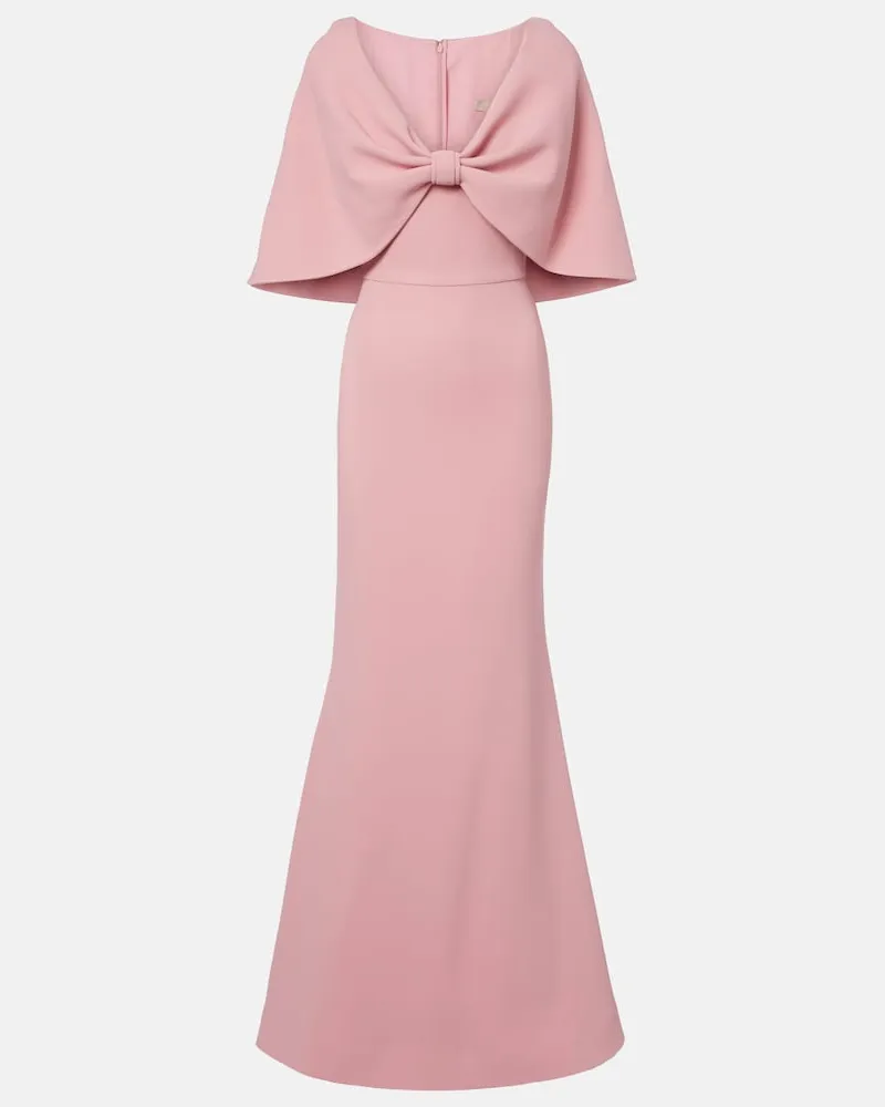 Elie Saab Abito lungo in cady con mantella Rosa