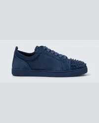 Christian Louboutin Sneakers Louis Junior Spikes in suede con borchie Blu