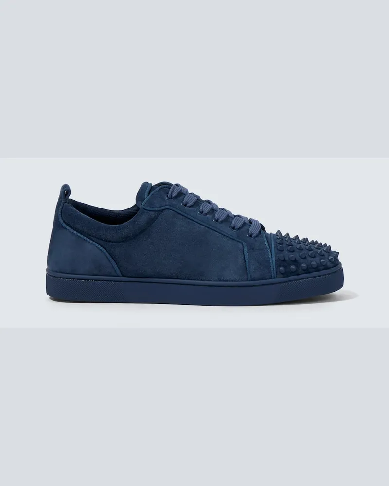 Christian Louboutin Sneakers Louis Junior Spikes in suede con borchie Blu
